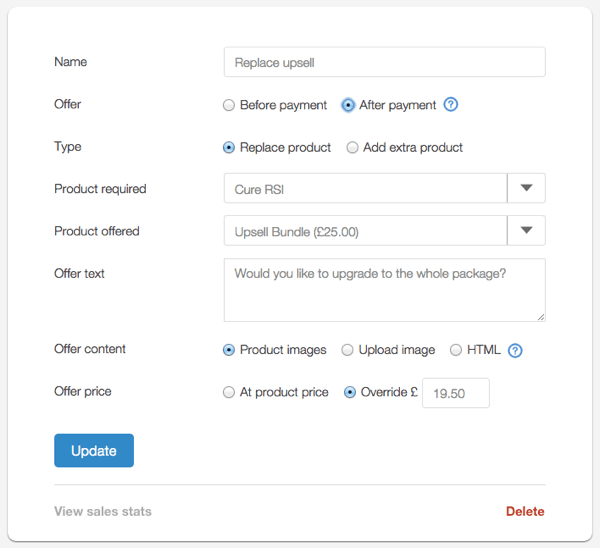 Post Checkout one-click upsells